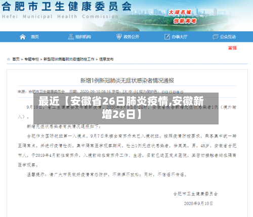 最近【安徽省26日肺炎疫情,安徽新增26日】
