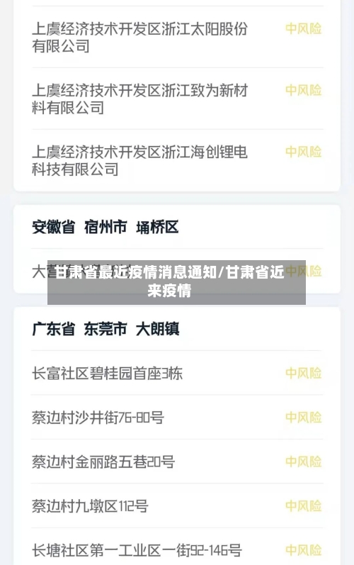 甘肃省最近疫情消息通知/甘肃省近来疫情