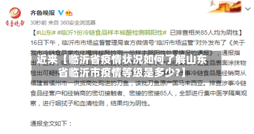 近来【临沂省疫情状况如何了解山东省临沂市疫情等级是多少?】-第3张图片