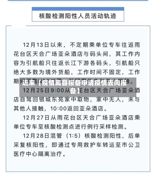 近来【疫情离县报备申请疫情去向报备】