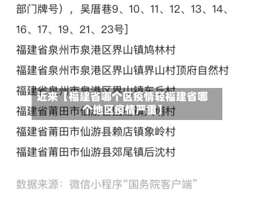 近来【福建省哪个区疫情轻福建省哪个地区疫情严重】-第3张图片