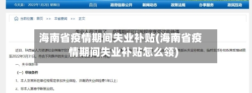 海南省疫情期间失业补贴(海南省疫情期间失业补贴怎么领)