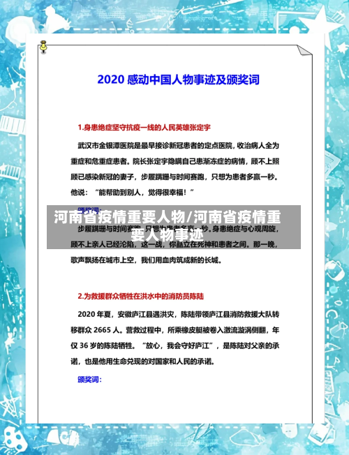 河南省疫情重要人物/河南省疫情重要人物事迹